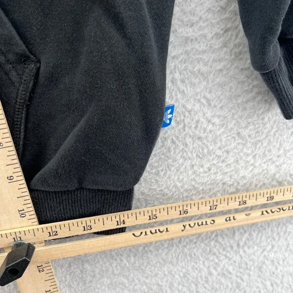 Adidas Hoodie Womens Medium Black Sweatshirt Long Sleeve Tight Knit Gym Trefoil - Picture 8 of 11